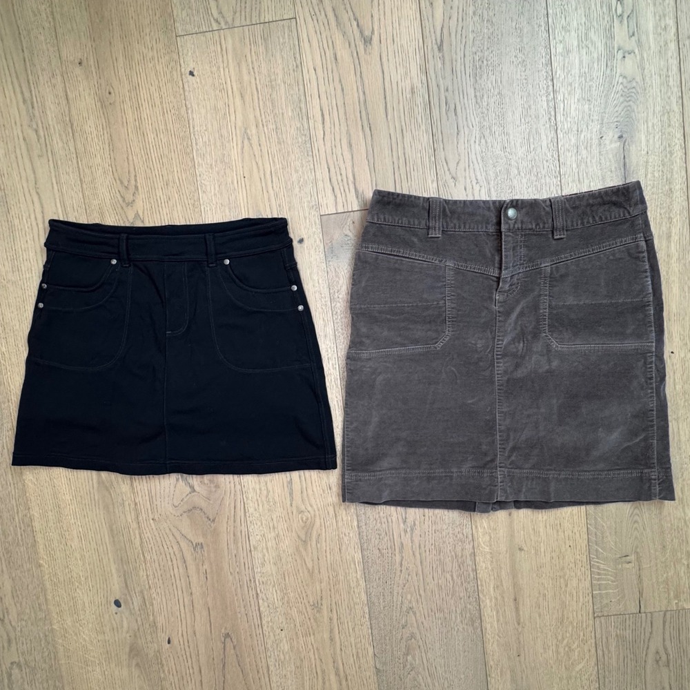 Athleta Skirts Bundle Women Size 8 M Brown Black Velour Utility Cargo Skort